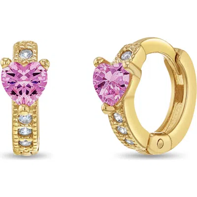 In Season Jewelry Kids'  14k Pink Love Heart Hoops