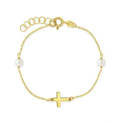 In Season Jewelry Babies'  14k Polished Cross Bracelet In Gold