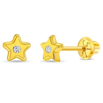 In Season Jewelry Babies'  14k Polished Cubic Zirconia Star Earrings In Gold