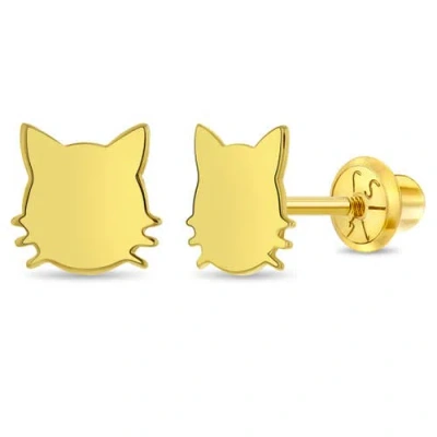 In Season Jewelry Kids'  14k Polished Kitty Cat Earrings In Gold