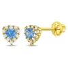 In Season Jewelry Babies'  14k Princess Heart Cubic Zirconia Earrings In Blue