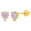 In Season Jewelry 14k Princess Heart Cubic Zirconia Earrings In Pink