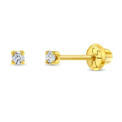 In Season Jewelry Babies'  14k Prong Set Diamond Little Earrings In Gold