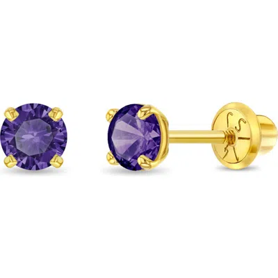 In Season Jewelry Babies'  14k Pronged Simulated Birthstone Earrings In Gold