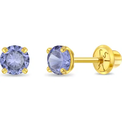 In Season Jewelry Babies'  14k Pronged Simulated Birthstone Earrings In Gold