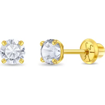 In Season Jewelry Babies'  14k Pronged Simulated Birthstone Earrings In Gold