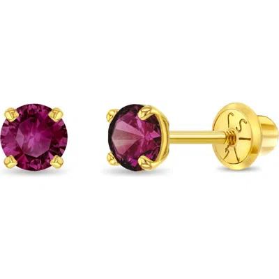 In Season Jewelry Babies'  14k Pronged Simulated Birthstone Earrings In Gold