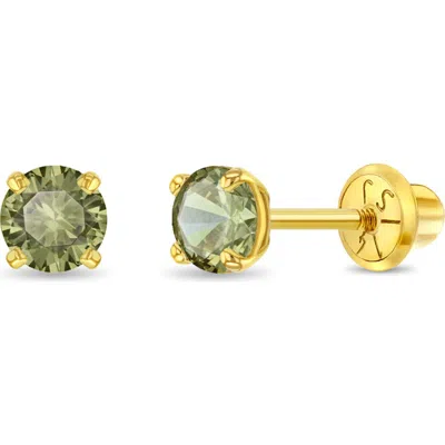 In Season Jewelry Babies'  14k Pronged Simulated Birthstone Earrings In Gold