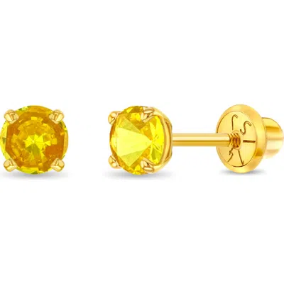 In Season Jewelry Babies'  14k Pronged Simulated Birthstone Earrings In Gold