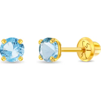 In Season Jewelry Babies'  14k Pronged Simulated Birthstone Earrings In Gold
