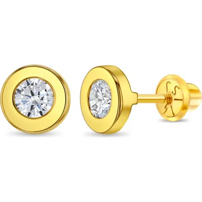 In Season Jewelry Kids'  14k Round Bezel Earrings In Gold