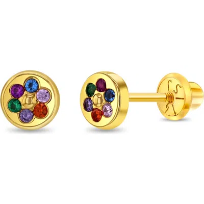 In Season Jewelry Babies'  14k Round Multicolored Flower Earrings In Multi-color