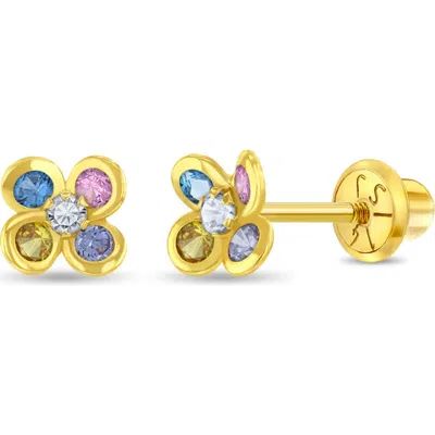 In Season Jewelry Babies'  14k Sparkling Flower Girl Earrings In Gold