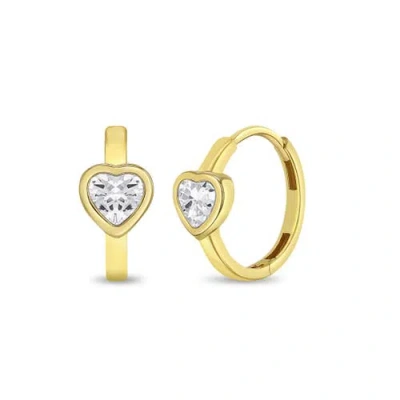In Season Jewelry Kids'  14k Sparkling Heart Hoop Earrings In Gold