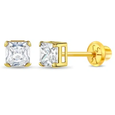 In Season Jewelry Kids'  14k Square Prong Set Earrings In Gold