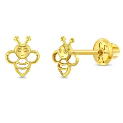 In Season Jewelry Kids'  14k Sweet Bee Girl Earrings In Gold