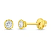 In Season Jewelry 14k Tiny Bezel Cubic Zirconia Earrings In Gold