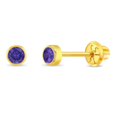 In Season Jewelry Babies'  14k Tiny Cubic Zirconia Birthstone Earrings In February