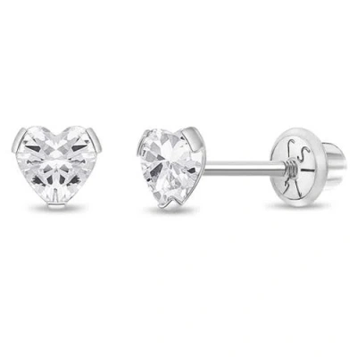 In Season Jewelry Babies'  14k Tiny Cubic Zirconia Heart Earrings In April