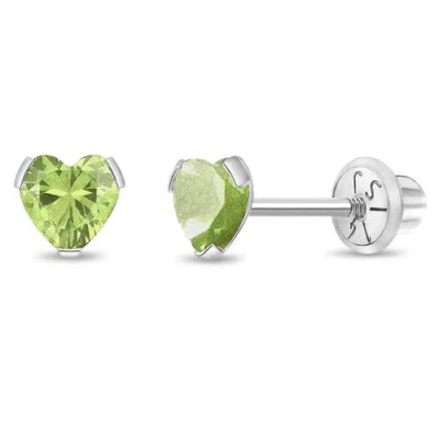 In Season Jewelry Babies'  14k Tiny Cubic Zirconia Heart Earrings In August