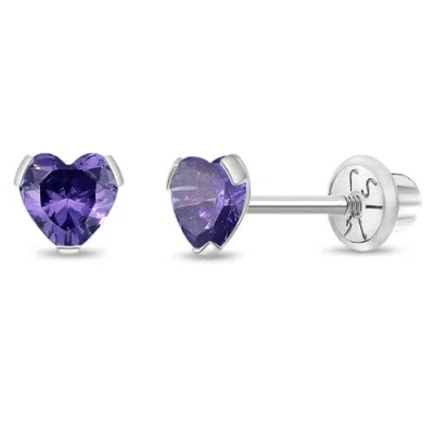 In Season Jewelry Babies'  14k Tiny Cubic Zirconia Heart Earrings In February