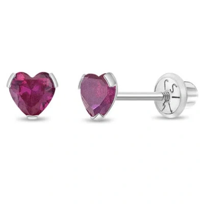 In Season Jewelry Babies'  14k Tiny Cubic Zirconia Heart Earrings In July