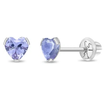 In Season Jewelry Babies'  14k Tiny Cubic Zirconia Heart Earrings In June