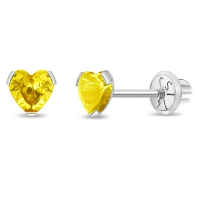In Season Jewelry Babies'  14k Tiny Cubic Zirconia Heart Earrings In November