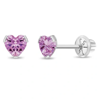 In Season Jewelry Babies'  14k Tiny Cubic Zirconia Heart Earrings In October