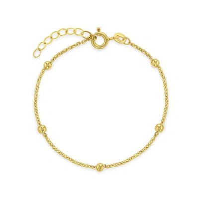 In Season Jewelry Kids'  14k Tiny Polished Satellite Bracelet In Gold