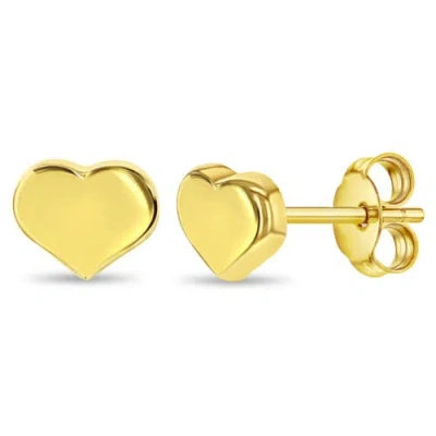 In Season Jewelry Kids'  14k Tiny Puffed Heart Earrings In Gold