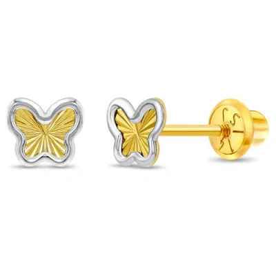 In Season Jewelry Babies'  14k Two Tone Butterfly Earrings In Gold