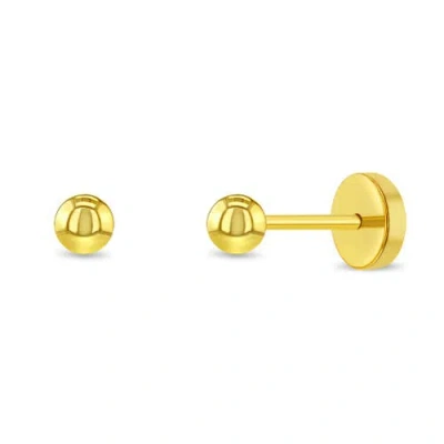 In Season Jewelry Babies'  18k Polished Ball Girl Push Earrings In Gold