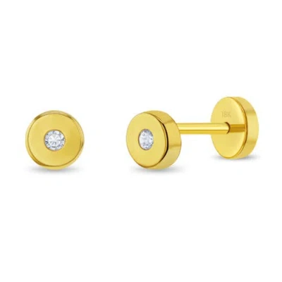 In Season Jewelry Babies'  18k Round Bezel Girl Earrings In Gold