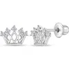 In Season Jewelry 5 Point Cubic Zirconia Crown Earrings In Silver