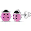 In Season Jewelry Babies'  Adorable Enamel Ladybug Earrings In Pink