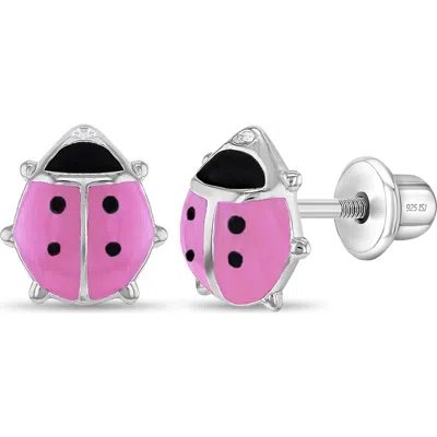 In Season Jewelry Babies'  Adorable Enamel Ladybug Earrings In Pink