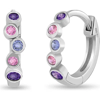 In Season Jewelry Kids'  Bezel Cascade Girls Huggie Hoops In Metallic