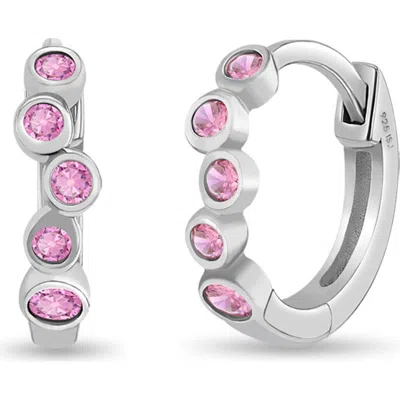 In Season Jewelry Kids'  Bezel Cascade Girls Huggie Hoops In Metallic