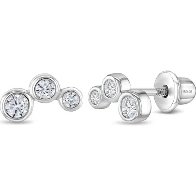 In Season Jewelry Kids'  Bezel Climber Earrings In Silver