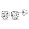 In Season Jewelry Kids'  Bezel Cubic Zirconia Heart Earrings In Silver