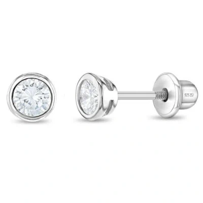 In Season Jewelry Babies'  Bezel Set Solitaire Earrings In Silver