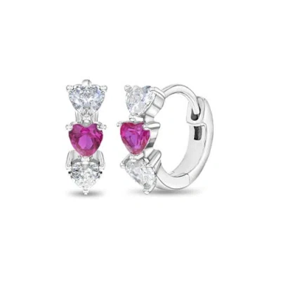 In Season Jewelry Babies'  Cascading Cubic Zirconia Heart Hoop In Hot Pink