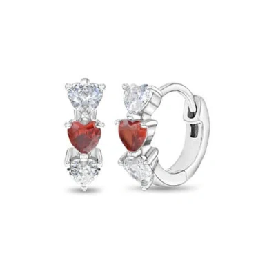 In Season Jewelry Babies'  Cascading Cubic Zirconia Heart Hoop In Red