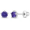In Season Jewelry Kids'  Classic Cubic Zirconia Birthstone Solitaire Earrings In February
