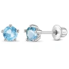 In Season Jewelry Kids'  Classic Cubic Zirconia Birthstone Solitaire Earrings In March