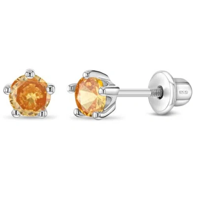 In Season Jewelry Kids'  Classic Cubic Zirconia Birthstone Solitaire Earrings In November
