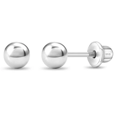 In Season Jewelry Kids'  Classic Polished Ball Earrings In Silver