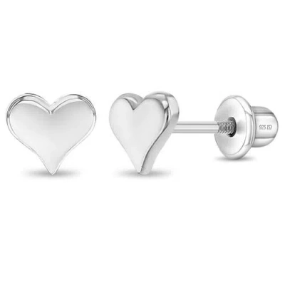 In Season Jewelry Kids'  Classic Polished Heart Earrings In Silver