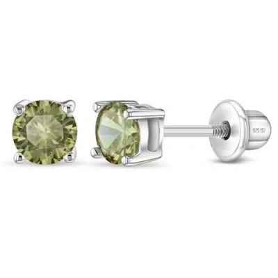 In Season Jewelry Babies'  Classic Round Solitaire Earrings In Green